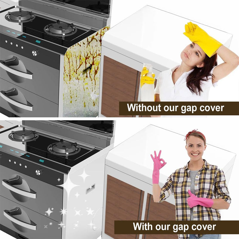 Silicone Kitchen Stove Counter Gap Covers, Anti-Slip Non-Tacky Filler Seals Spills Between Counter, Stovetop, Oven, Washer, Set of 2 (21 Inches, Black) by Gosmol 21 inch