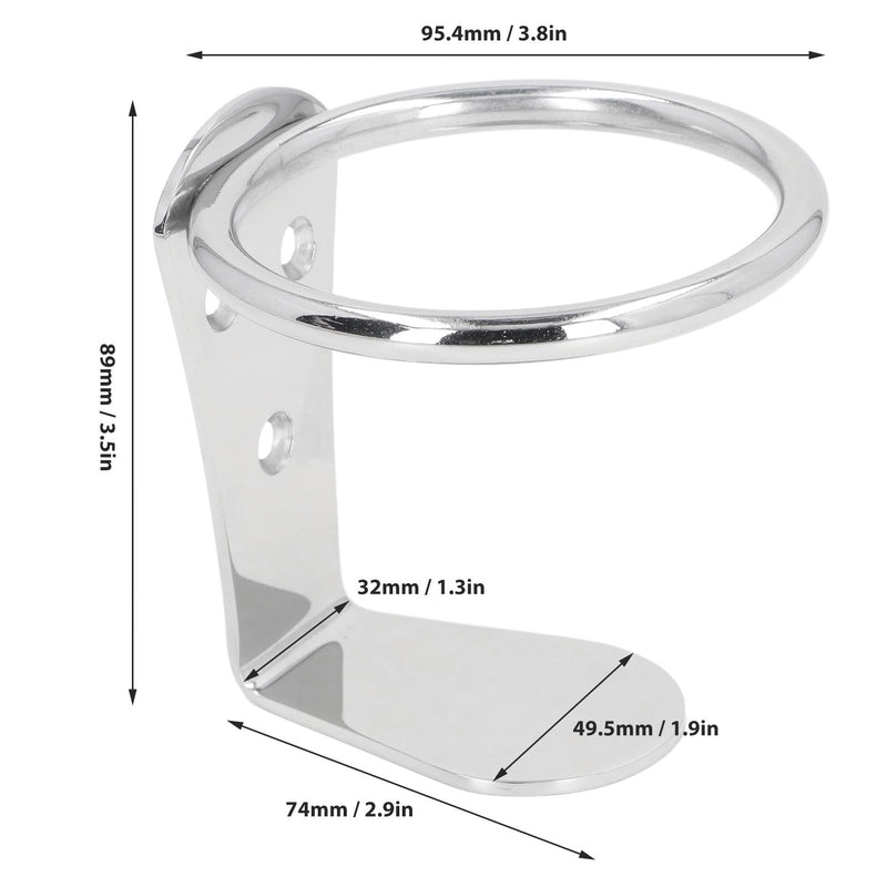 Alomejor Boat Drink Holder, RV Cup Holder Wall Mount Stainless Steel Space Saving for Boats, RVs, Marine