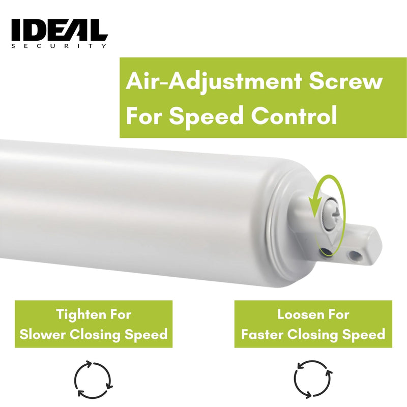 Ideal Security BK8730 Heavy Pneumatic Storm Door Closer and Screen Door Closer with Wind Chain, White Closer and Chain