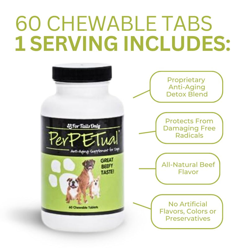 Youngevity Perpetual™ - Maximum Strength Anti-Aging Dog Bone & Joint Support - with Glucosamine, Choline, MSM, Milk Thistle, Calcium, Turmeric & More - 60 Chewable Tablets - PawsPlanet Australia