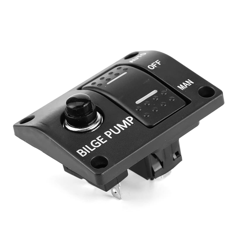 Bilge Pump Switch Panel, 3 Way Boat Circuit Control with Auto Off Manual Switch LED Indicator for DC 12V/24V Bilge Pump