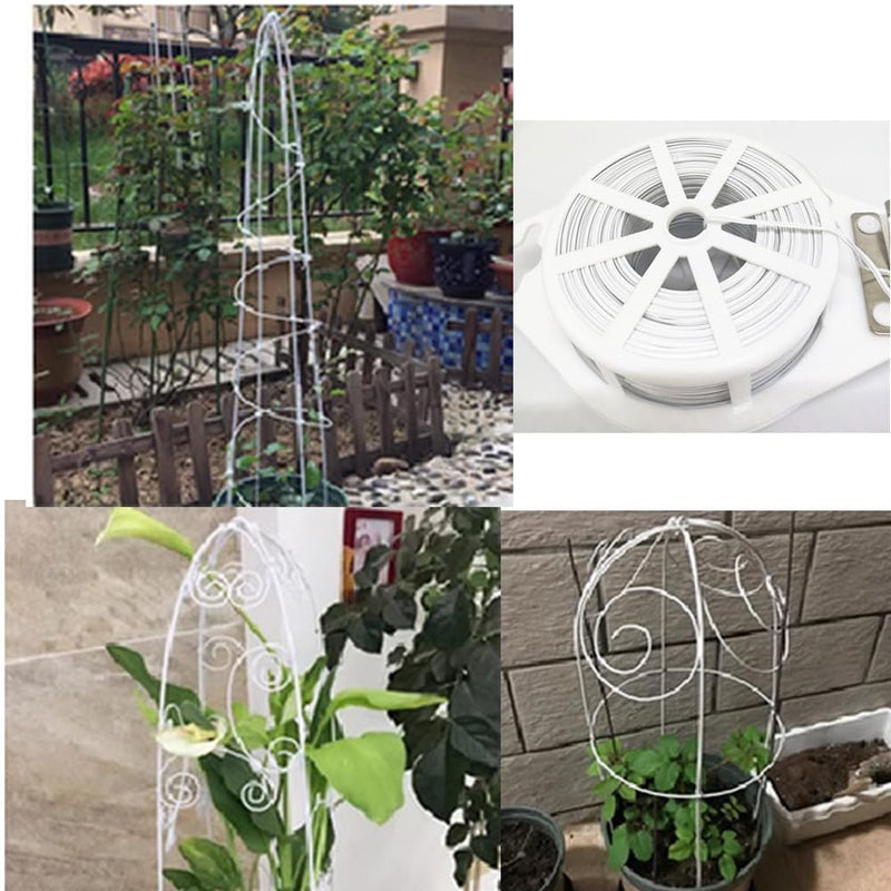 656ft (200m) Twist Ties, Garden Plant Ties with Cutter, Reusable Multifunctional Plant Ties, Fixing Vines Plant Support for Gardening Home Office(White) White
