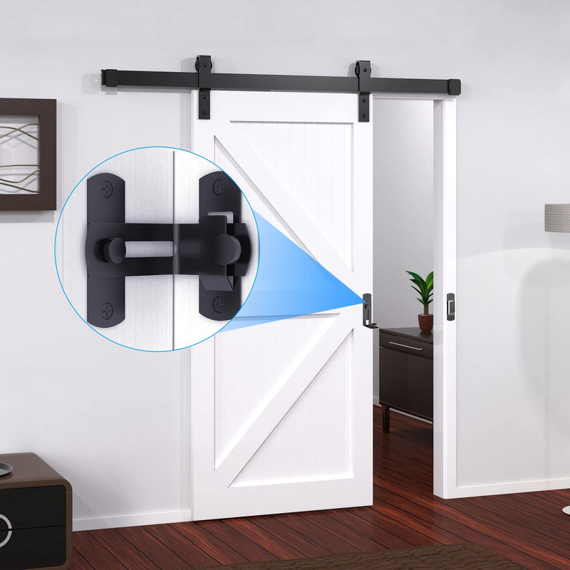 90 Degree Flip Barn Door Lock, Protect Privacy - Security Hook Gate Latch for Barn, Garden, Bathroom, Outdoor, Garage, Window, Sliding Door, Black 1 black