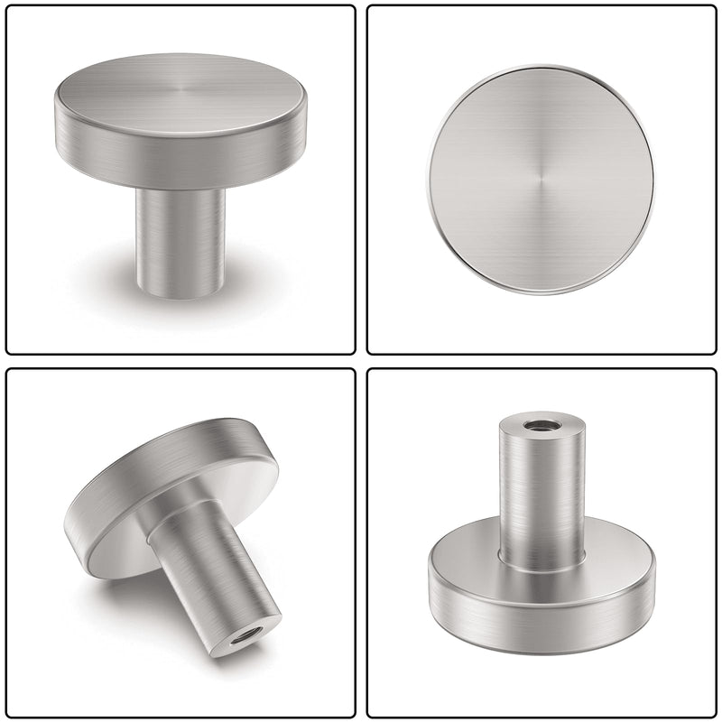 homdiy 25 Pack Brushed Nickel Cabinet Knobs, Round Kitchen Drawer Knobs, Silver Knobs for Cabinets, Metal Handles for Desk Drawers Cupboard Brushed Satin Nickel