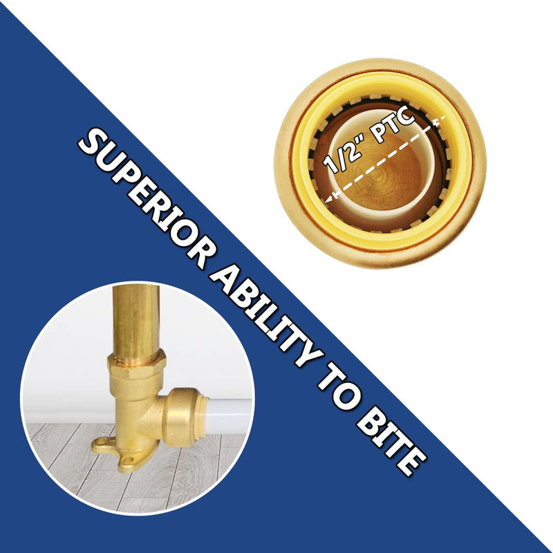 HQMPC 90 Degree Drop Ear Elbow, Push Fit Plumbing Fittings 6Pcs Push-to-Connect, No Lead Brass PEX Fittings for PE-RT, CPVC Pipe 3/4" Push Fit x 3/4" NPT Female Adapter with Disconnect Clip 6 0.75 Inch