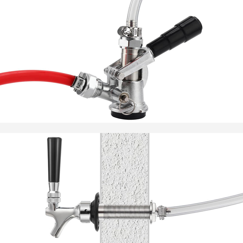 Draft Beer Line with Barb Connector, Kegerator Accessory Kit Beer tower Brewing Tubing Hose, 5 Feet Clear Vinyl Tubing Draft Beer Dispensing 3/16" ID 7/16" OD Tubing Hose for Beer Tap D Coupler