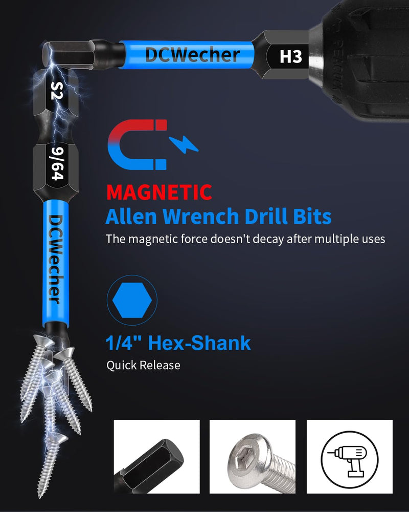 20 Pieces Allen Wrench Drill Bit Set (Metric & SAE) Hex Bit Set 2 In, Professional-Grade Impact Allen Key Drill Bit Set, Magnetic Hex Bits, S2 Steel Hex Head Drill Bit Set, 1/4 Hex-Shank Allen Bit Set Hex Bits 2 inch 20 Pieces (Metric & SAE)