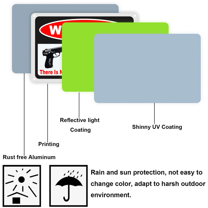 3Pack Gun Sign for Home Security 10x7 inch Warning Signs for Home Property Rust Aluminum Gun Warning Sign Weatherproof and UV Protected