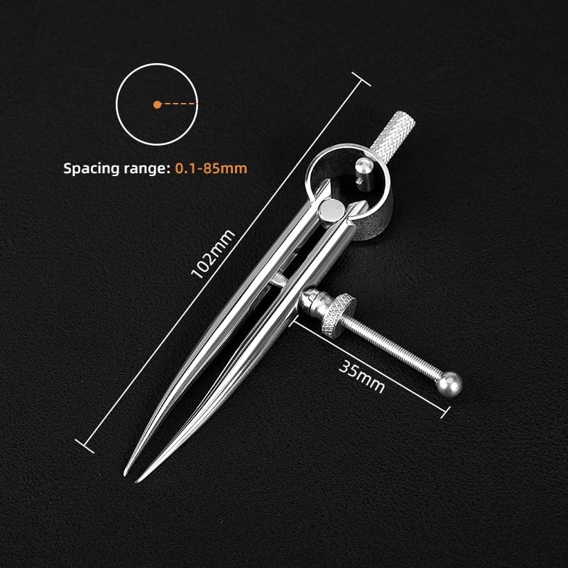 WUTA Spring Wing Divider 304 Stainless Steel Precision Scriber Caliper Tool Metal Dividers Adjustable Spacing Compass High Polished Round Leg for Drawing Circles, Leather Craft, Jewelry Design (Small) wt-wing