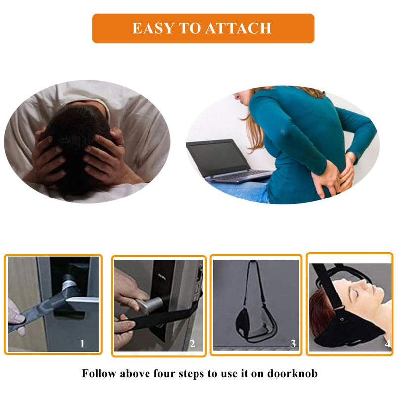 WEEOATAR Adjustable Neck Traction for Neck Pain, Neck Stretcher Strap for Pinched Nerves, Neck Stretcher with Release Buckle, Neck Decompression Device with Ear Hole for Indoors or Outdoors (Black 2) Black 2