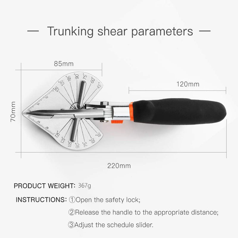 Multi Angle Miter Shear Cutter Hand Tools,45-135 Degree Adjustable Angle Scissors Trim Shears Tools for Vinyl Wood Molding Trim, 2 Extra Spare Blades Included With 2 Extra Spare Blades