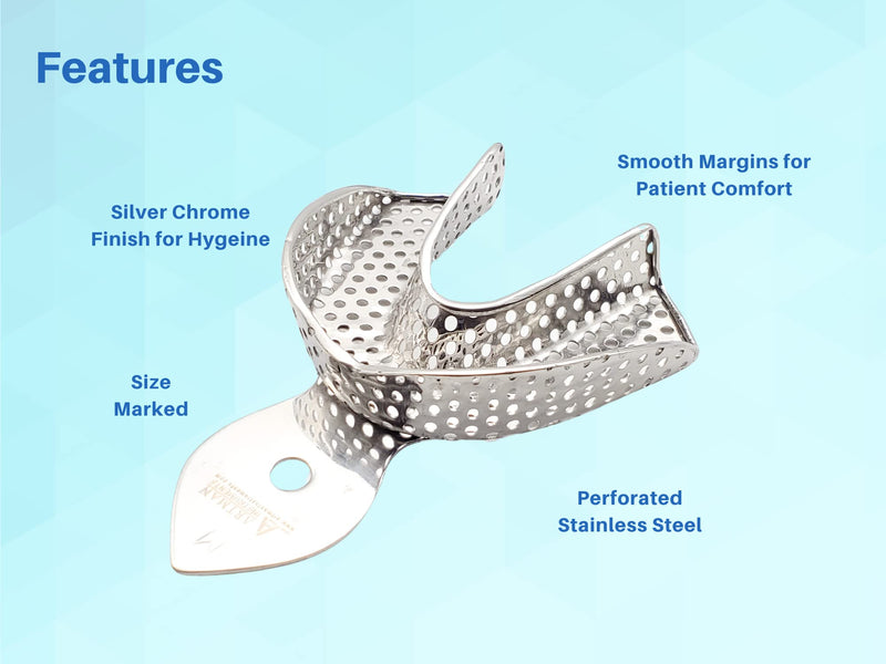 Dental Impression Trays 6 Heavy Duty Small Medium Large Upper and Lowers Stainless Steel by Wise Linkers USA