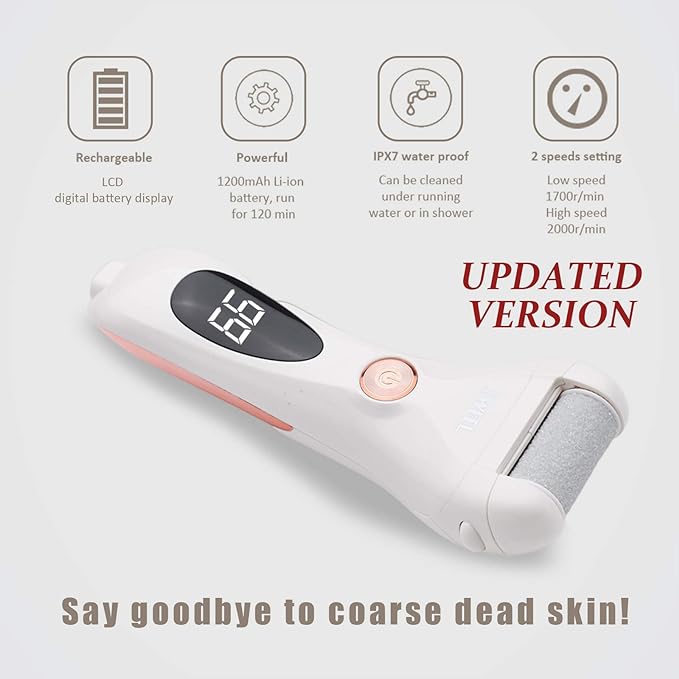 Electric Exfoliating Remover USB Rechargeable Foot File Hard Skin Remover Pedicure Tool Electronic Calse Shaver Pedicure Kit for Cracked Heel and Old Skin 5 Rough Roller Heads - NewNest Australia