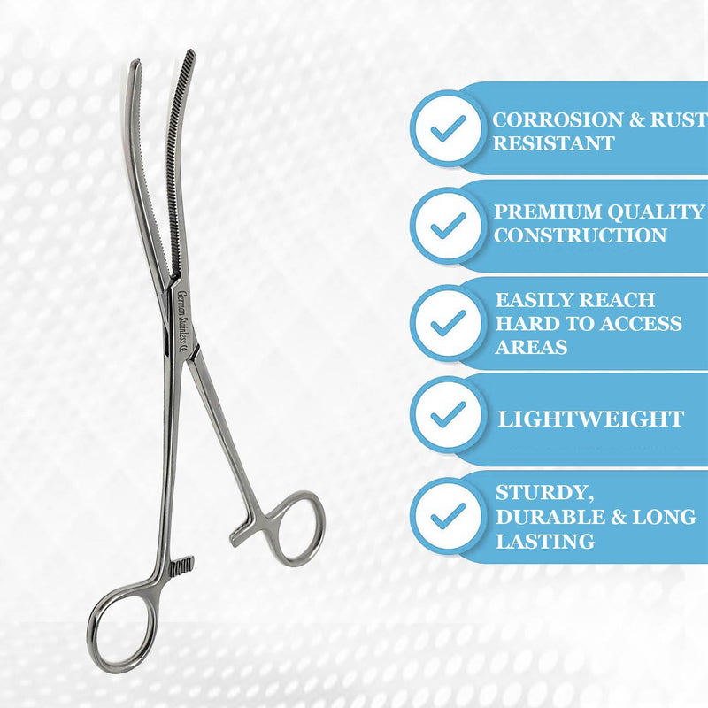 Premium Quality Heavy Duty Hemostat Locking Forceps Clamps 8" Curved with Full Serrated Jaws for Better Grip and Three Locking Positions