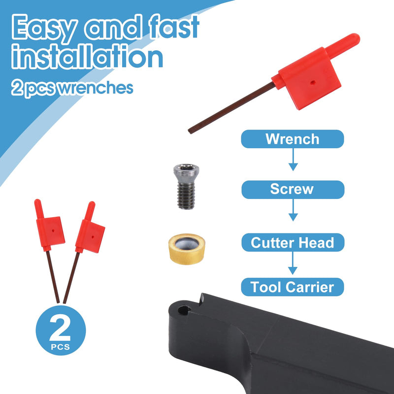 UpJiaFlarish 1/2“ Lathe Tool - Blade Holder Turning Boring Set - SRACR1212H06 & SRACL1212H06 + 10pcs RPMT060204 Carbide Inserts circular blade 6