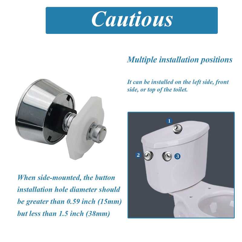 Toilet Dual Flush Valve Replacement Kit Universal, Compatible with Danco HYR270 Hydroright, Fits 2-Inch Flush Valves, Electroplated Push-Button Handle & Seal Ring, WC Replacement Part