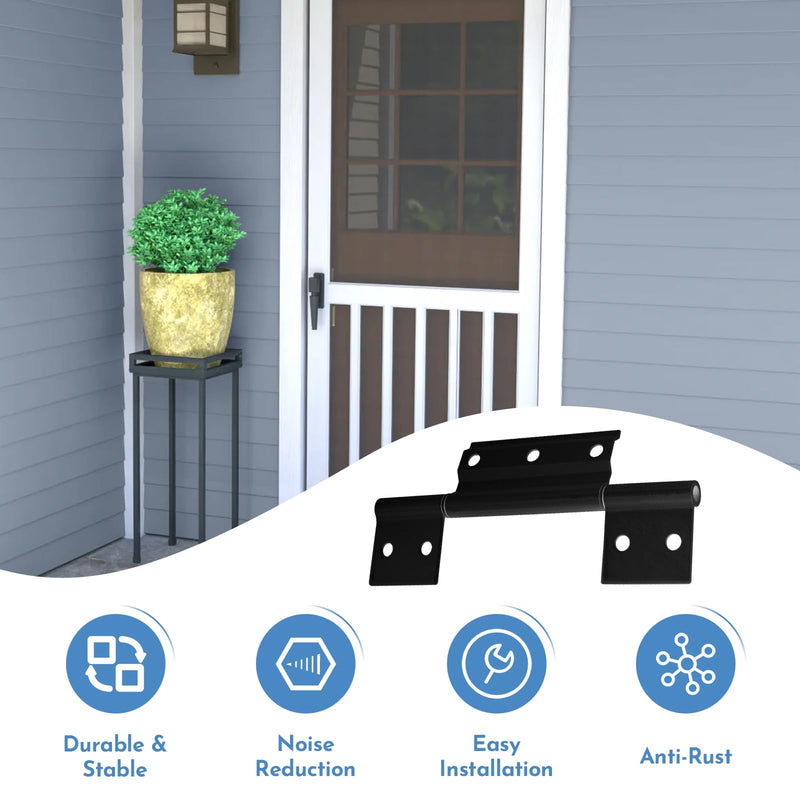 3Pack Black Screen Door Hinges, Aluminum Matte Black Residential Storm Door Hinge 1/8 in Grooved Center fits for Most Screen Doors