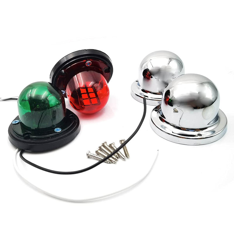 FainWan 2pcs Boat Yacht LED Light Green and Red Marine 12V Stainless Steel Bow Navigation Lights