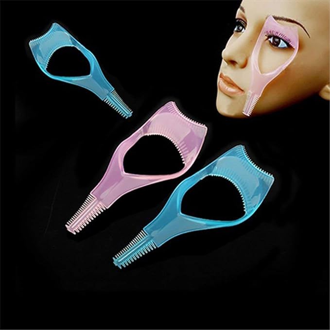 3 in 1 Mascara Shield Guard Eyelash Brush Curler Guide Applicator Comb Makeup Tool Random Color Stylish and Durable - NewNest Australia