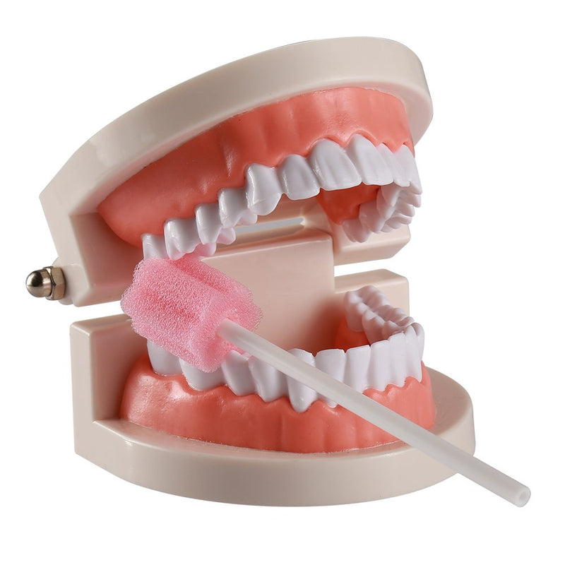 50 Disposable Oral Care Swabs, Sponge Dental Swabsticks Unflavored Sterile(Pink） Plum Pink