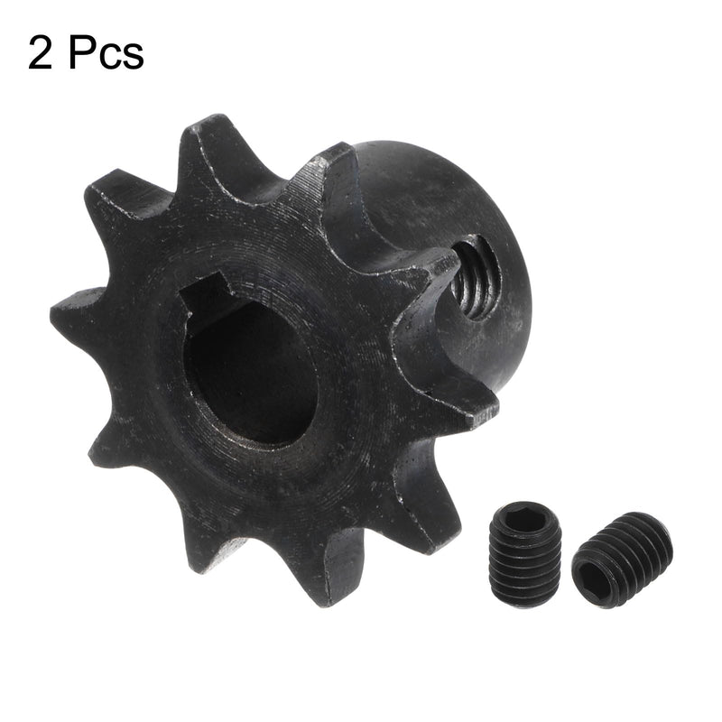 uxcell 2pcs ISO/DIN 06B-1 Roller Chain Sprocket B Type 10mm Bore, 3/8" Pitch, A3-Steel Single Strand Roller Sprocket Hardened 10 Tooth