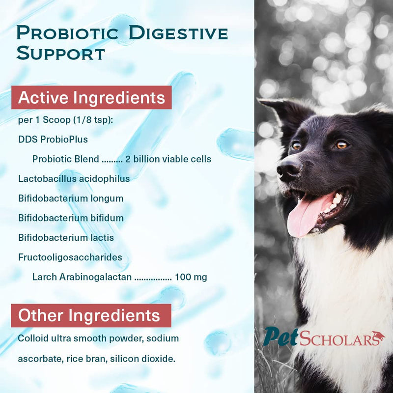 Probiotic Digestive Support for Dogs & Cats (2.12 oz), Vegetarian Probiotic Powder with Prebiotics & Enzymes, Boosts Immunity, Digestive & Gut Heath, Skin & Coat Health | Made in USA