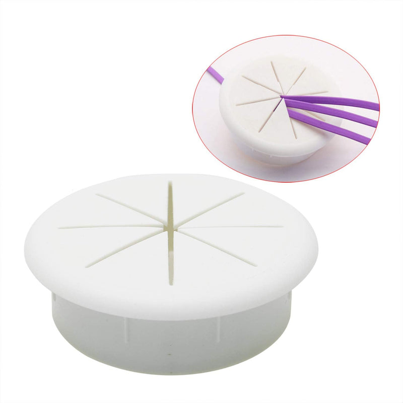 HJ Garden 1PC 60mm Desk Cord Grommets Flexible Cable Wire Hole Cover Set Wire Organizer for Office Home PC Desk,White