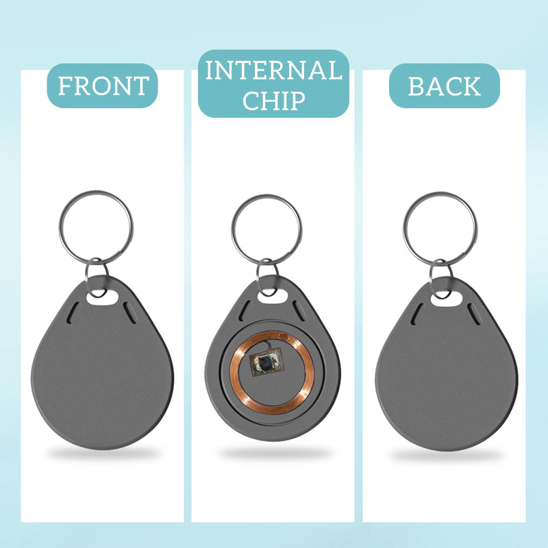 10 PCS Mifare Ultralight C ULC RFID Keyfobs NFC Key fob Token Tag Key Cards, 13.56MHz Contactless Ticket IC MF0ICU2 Gray RFID Key Fobs, Compatible with Upgraded SAFLOK, KABA, ONITY and Salto Locks 10 PCS