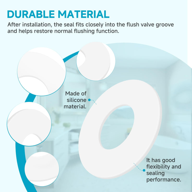 (4-Pack) Flush Valve Silicone Seals, Compatible with American Standard 7381042-0070A Toilet Flush Valve Gaskets, Fits Tanks 4035.216 and 4035.516, 2-5/8" Outer Diameter, 1-3/16" Inner Diameter