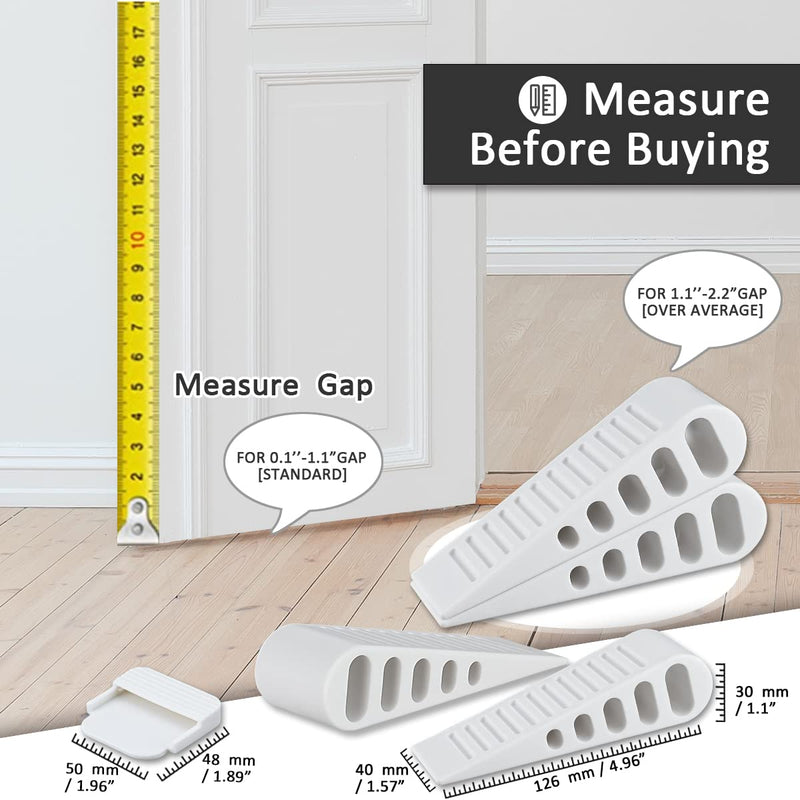 JQK Rubber Door Stopper Wedge, White 2 Pack Soft TPR Premium Door Stops for Bottom of Heavy Duty Door on Tile, Concrete, Carpet, Wooden Floor, DSB61-WH-P2 - NewNest Australia