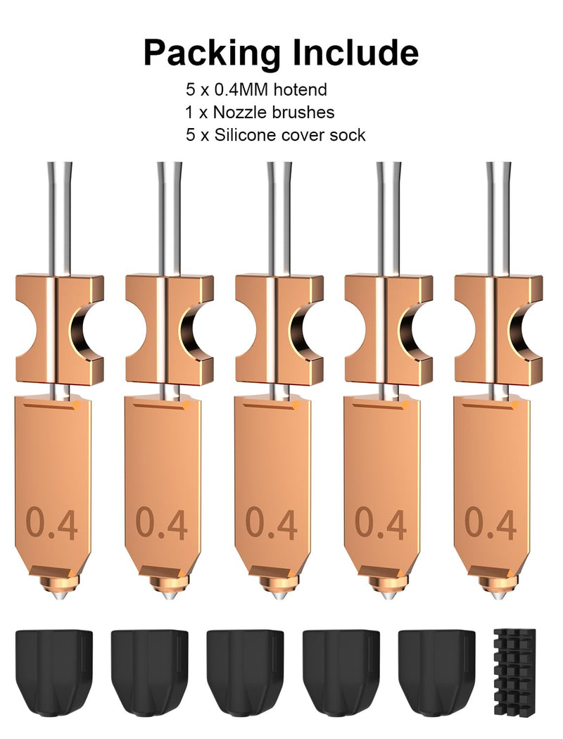 Mviioe Upgraded AD5X Nozzle Hotend Kit Compatible with Flashforge AD5X, 0.4mm All Metal HTR 550°C, 5 Packs 0.4+0.4+0.4+0.4+0.4