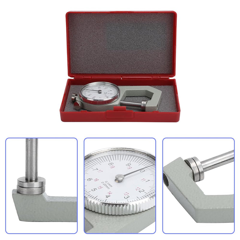 Joyzan Dial Thickness Gauge, Portable Measuring Thickness Tester Accuracy | Flat Pointed Head Meter Precise Reading Indicator Tool 0 to 20mm Jewelry Leather Board Cloth Sheet Paper Film Wire 0.1mm