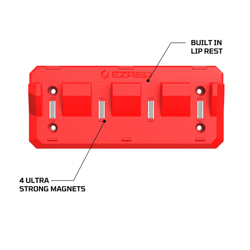 EZRED Magnetic 4 Slot Pry Bar Holder with Mounting Holes Non-Marring TPEE Low Profile Design Organization Red