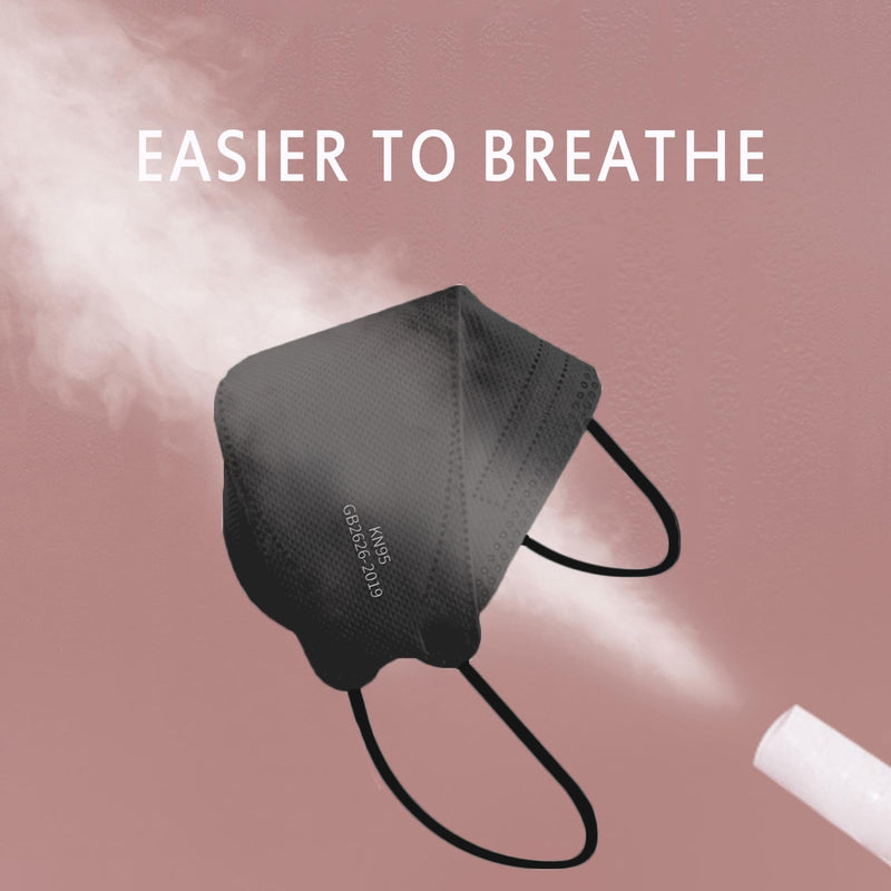 Borje KN95 Face Masks, 100 Pcs Disposable Face Masks, Filter Protection Against PM2.5 from Fire Smoke & Dust Black=100pcs