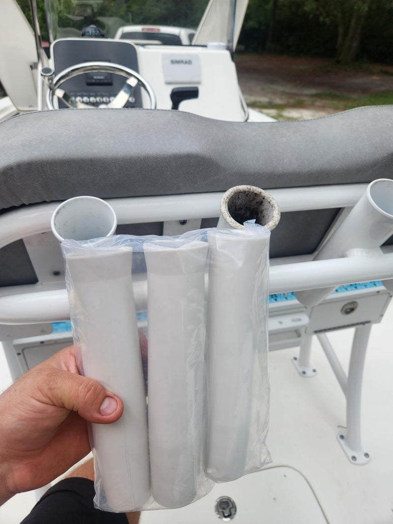 3x 1-5/8 inch Flared White Vinyl Inserts for Fishing Rod Holder, 9 Inches Length Suitable for Ships, Boats, Marines 3PCS