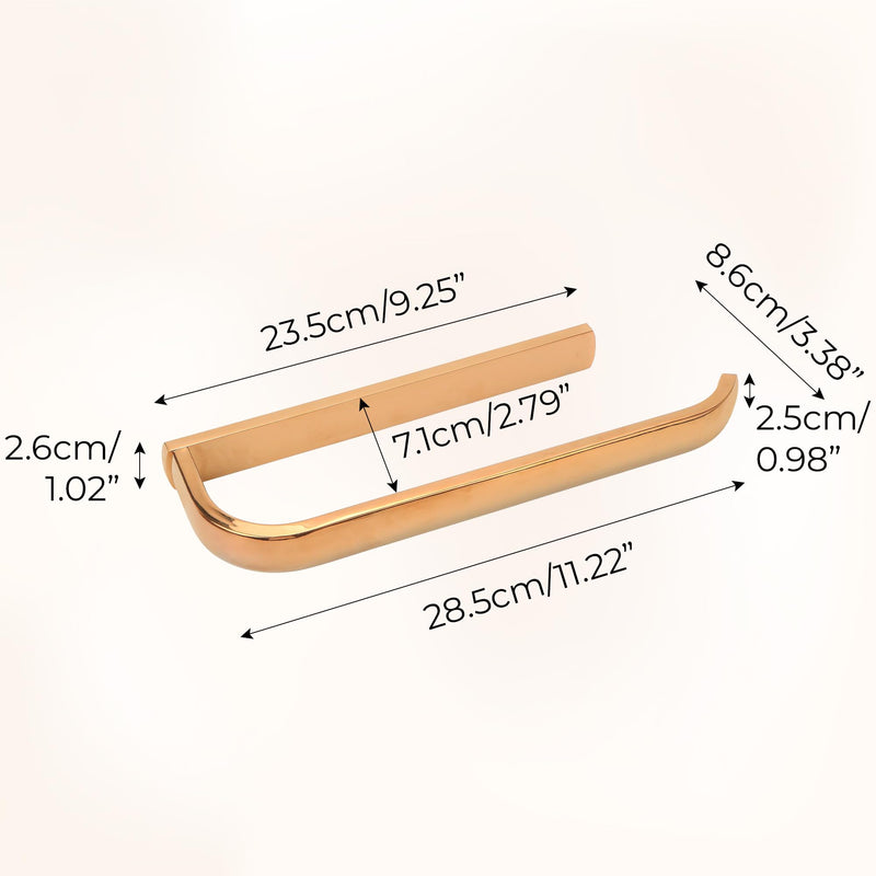 Rose Gold Hand Towel Bar Holder – Wall Mounted Towel Rack, Under Cabinet Kitchen Rust Proof Brushed Brass Bar, European-Style Polished Decor Bathroom Hardware Accessory (Copper, 1 Pack)