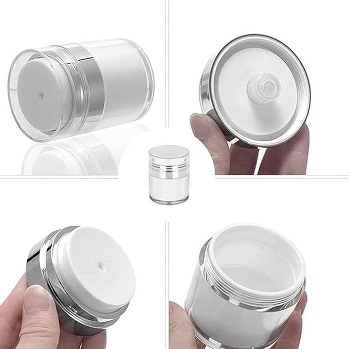 Cosmetic Cream Jar - Shatterproof Cream Jar Vacuum Bottle Dispenser Airless Pump Jar | Leak Proof Travel Lotion Cream Sample Container for Makeup Vial Accessories Tan - NewNest Australia