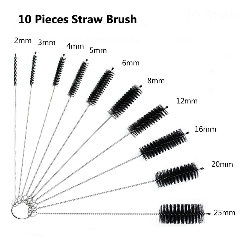 Coffee Brush Set, 13 Pieces Natural Wood & Nylon, Includes Wooden, Plastic, Straw, & Gap Brushes for Espresso Machine Cleaning A