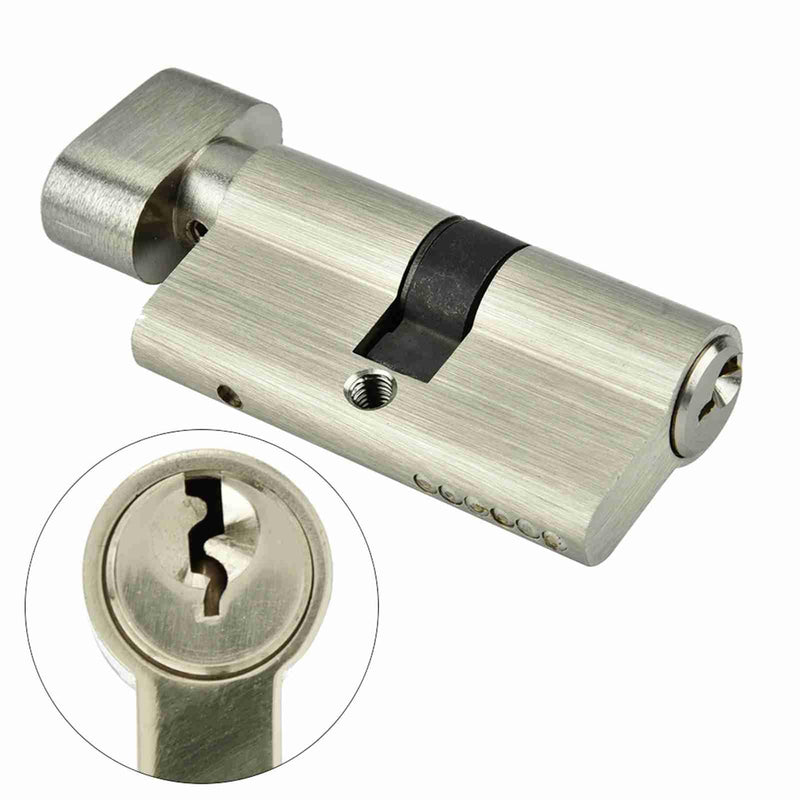 Euro Profile Cylinder Lock Set, 60mm 30/30 Euro Cylinder with 3Pcs Keys, Copper Storm Door Lock Cylinder, Single Open Copper Cylinder for Wooden, Aluminum Doors