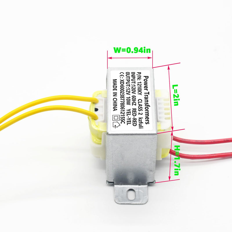 12V/10W AC/AC Power Transformer, Input 120V/60HZ Single-Phase Transformer, Applicable to Motorhome Electric Fireplace, Instrument, Small Power K-001, LED Light Strip, Lndustrial Control, etc. 12V 10VA