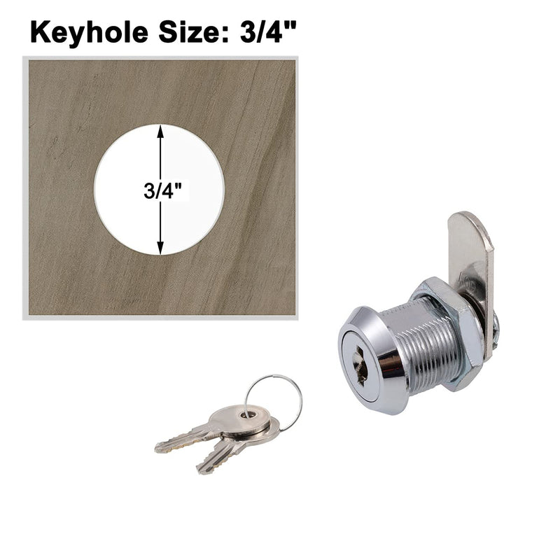 WOOCH Cabinet Cam Lock, 5/8 Inch Keyed Alike Cam Locks Secure File Drawer Door Mailbox Tool Box Dresser RV Cylinder Replacement Lock Hardware, Fits on 1/2" Max Panel Thickness (4 Pack) Chrome Finish 4 5/8 Inch Offset