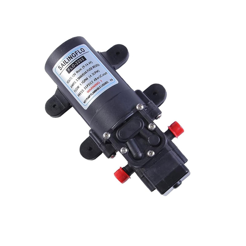 FL-2202 Diaphragm Water Pressure Pump for Caravan/RV/Boat/Marine 12V DC 1.1 GPM 35 PSI,Self-Priming Adjustable Pressure Switch 35 PSI without faucet