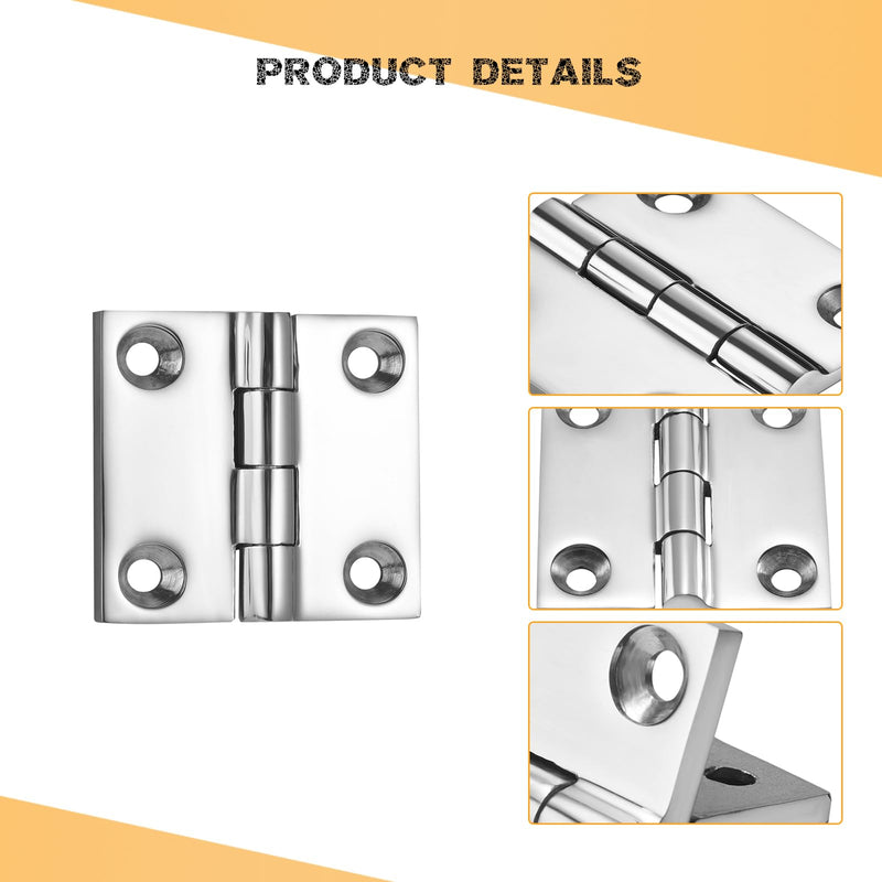 Heavy Duty Marine Boat Hatch Hinges 316 Stainless Steel, 2 x 2 Inch, Sturdy Deck Cabinet Door Hinges with Screws (Pack of 4)