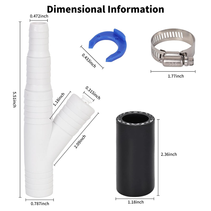 Compatibility with RO WATER OEM ET116-001 D-25QC DLA-D Dishwasher Drain Hose Adapter Kit - 1/4-inch Quick Connect to 7/8-inch Fitting, Heavy-Duty Drain Filter for Garbage Disposal