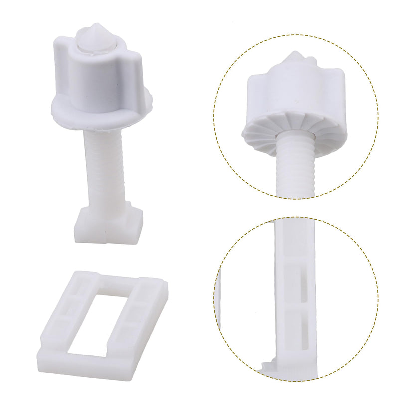 Etfbuy 5Pairs Rectangular Seat Hinge Bolt Screws Plastic Fixing Hinge with Nut and Washer Split Toilet Replacement Parts