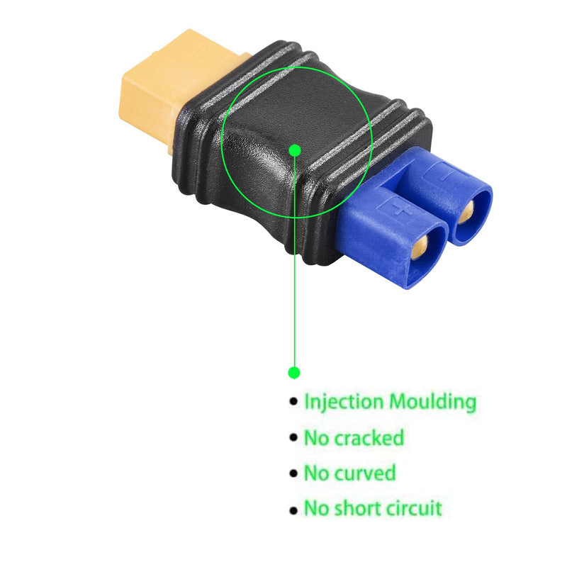 XT60 Female to EC3 Male Connector,2 pcs XT60-EC3 Injection Molded Connectors Adapter,RC Battery Adapter for LiPo Battery Micro FPV Drone. XT60 Female-EC3 Male