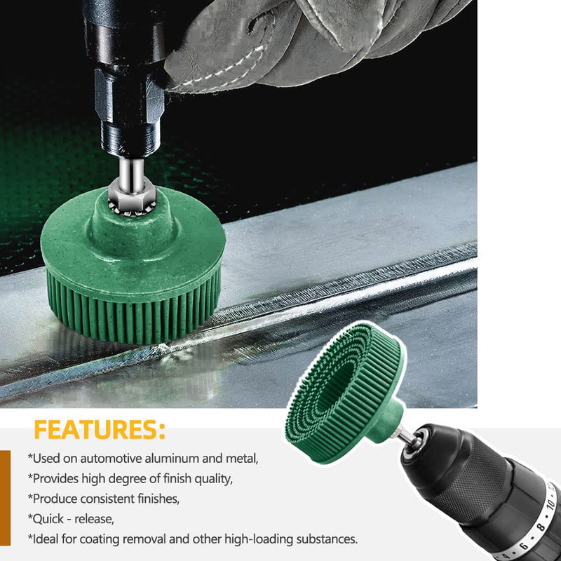 6 Pack 2 Inch Bristle Disc Grit 50# 80# 120# with 1/4" Shank Attachment Abrasive Coating Removal Disc for Metal (6, 2 inch) 6