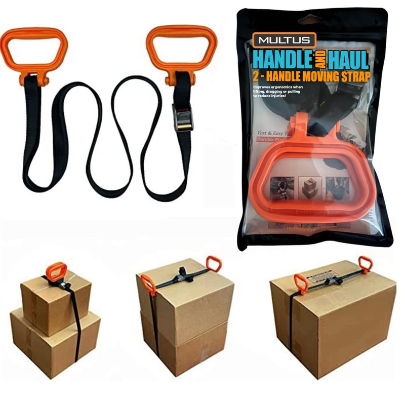 Multus Handle and Haul Lifting Straps, 2 Handle Adjustable Moving Straps, Furniture Lifter Luggage Strap with Adjustable Handles to Carry Furniture, Appliances, Mattresses, Sports and Camping Gear 2 Handles / 1 Strap / 9 Foot Strap