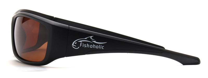 Fishoholic Polarized Bi-Focal Fishing Sunglasses with Reader Magnification (1.5x, 2.0x, 2.5x Options) and UV400 Protection Black x2.5 Amber
