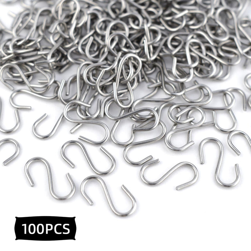 100 Pcs Mini S Hooks for Hanging Mini S Hook for Crafts 1 Metal S Hooks Mini S Shaped Hanger Ornament for Jewelry 1/2 Inch Wire Hangers for Diy Jewelry Small S-Shaped Connectors for Diy Key Chain